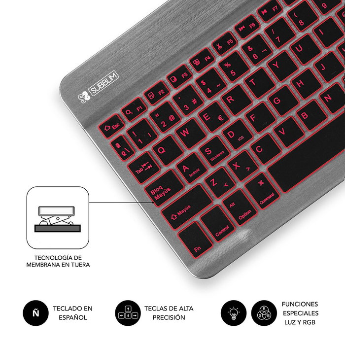 Subblim Smart Backlit BT Teclado Gris